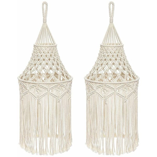 2 st Macrame Hängande Lampskärm Pendellampa Kåpa Modern Kontor Sovrum Vardagsrum Barnkammare Sovsal Bohemisk Dekoration