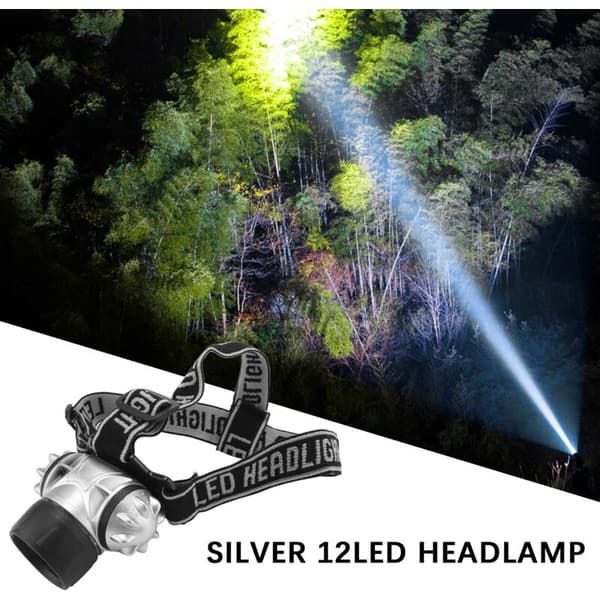 (R) 12 LED Hodelykt Zoomable Lampe Vanntett Hvit Peche