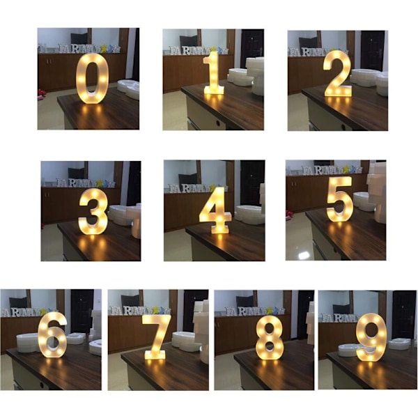 LED-nummerlampe, lysende tall 0 til 9, LED-dekorasjon for bursdager, bryllup, høytider, hjemmebar (8)