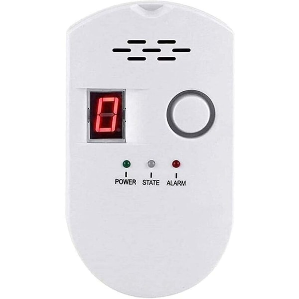 Gasdetektor, LPG/Naturgas/Kul Gaslækagedetektor, Plug-in Sensor Monitor med hørbar alarm og LED digitalt display, Methan, Propan, Butane Co