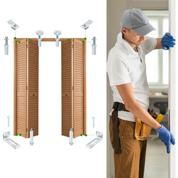 18 Dele Skydedørs Reparationskit Foldbar Skydedørs Hardware Kit, Skabsskydedør, Opbevaringsfoldbar Dør Hardware Kit og Dør