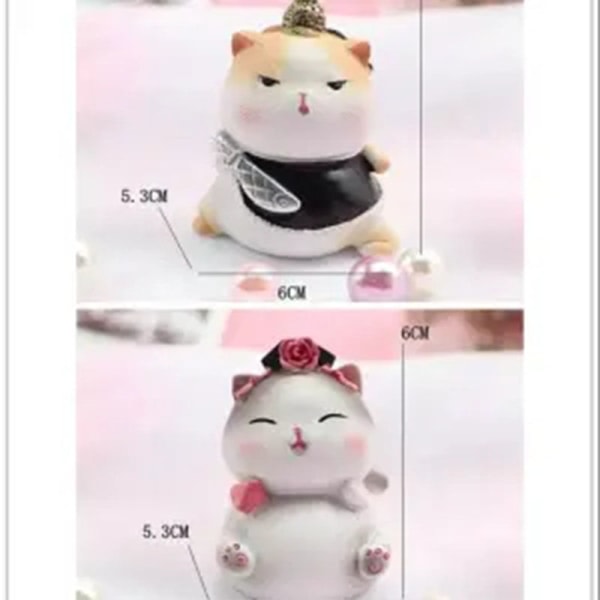 2 palassserier søte katteprydninger - kreative og personlige bildekorasjoner, utsøkte gaver Meow General + Meow Princess