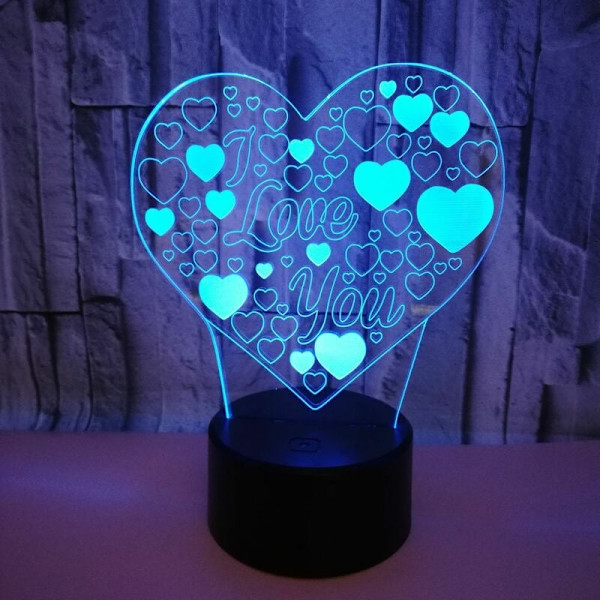 3D LED-lampa skrivbordslampa färgglada semester USB-dekorationer för hem bar kärlekslampa