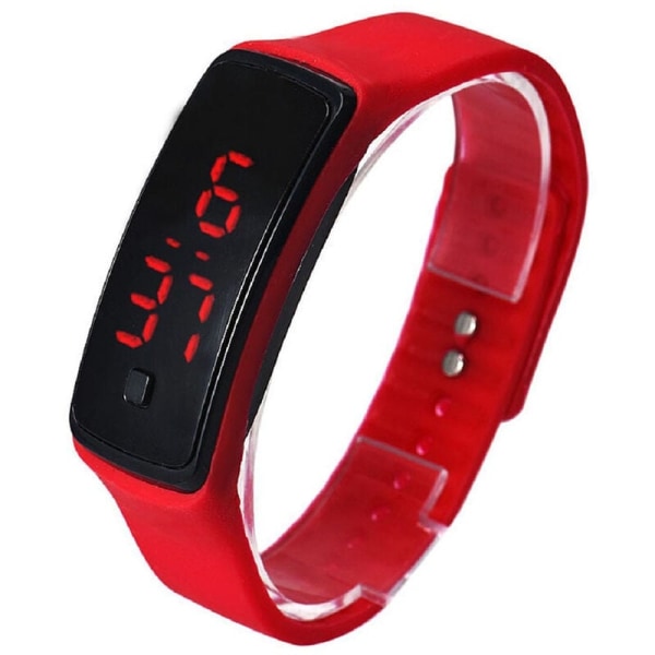 Jelly Silicone Watches LED Fashionable Electronic Watches Ultra-thin for Digital Silicone Watches - Strap for Women (Red)