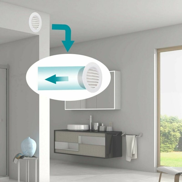 Ventilationsrist, 5\" Rund ABS Ventilationsrist med Insektsbeskyttelse til Kanaler (ø125mm)——