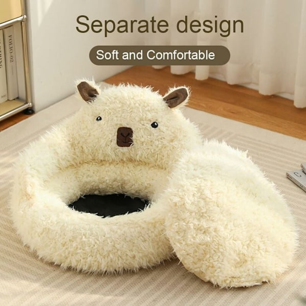 Jäähdytysmatto Alpakka Kissanpesä Kissanhiekka Talvi Lämmin Pesä Pehmeällä Tyynyllä Liukumaton Pohja Pehmeä Matto Kissanpesä Beige 40cm