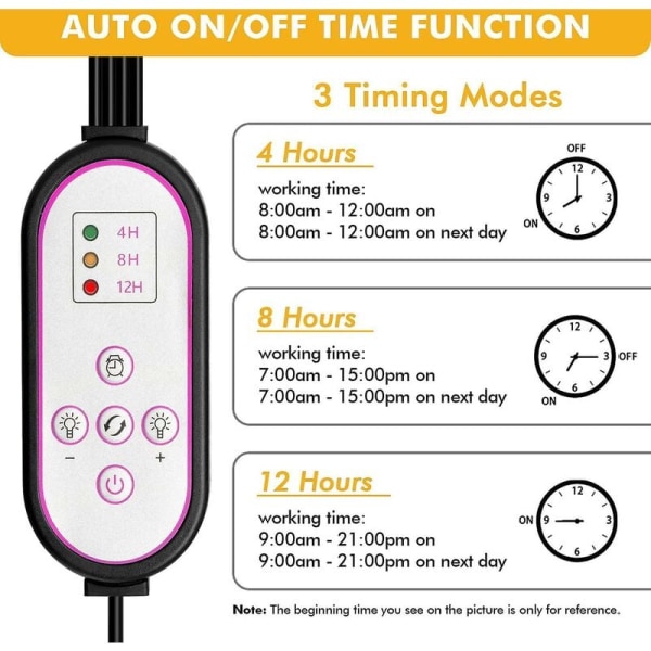 Kasvilamppu, 2020 Uusi 80 LED:tä 4 Päällä Kasvualamppu, AUTO Ajoitus - PÄÄLLE/POIS Puutarha LED-Lamppu Taimille, Mehikasveille, Orkideoille (660nm/3000K/5000K)