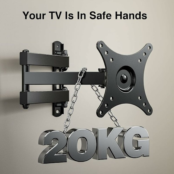 Universell TV-veggfeste for TV-er mellom 10 og 32 tommer, svingbar, tiltbar, roterbar - Passer til LCD / LED flatskjerm-TV-er - Utvidbar f