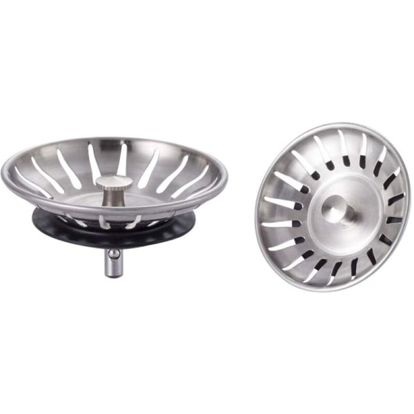 M34351-2, 2 stk. køkkenvaskprop i rustfrit stål - Universal køkkenvaskfilter (Dia: 78MM), vask med 18 huller, antiblokerende køkken