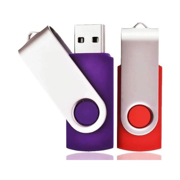 Videooppbevaringstilbehør, pakke med 2 USB-flashdrev 32 GB USB 2.0 Memory Flash Drive Swivel USB-stick med reb, god gave til børn, forældre og