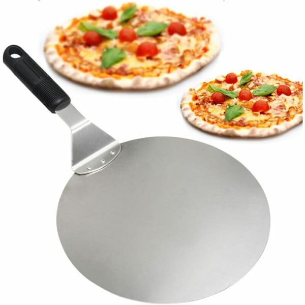 Rund rustfri stål pizzaskovl med skridsikkert håndtag, ideel til kager, pizzaer, tærter, Sunny