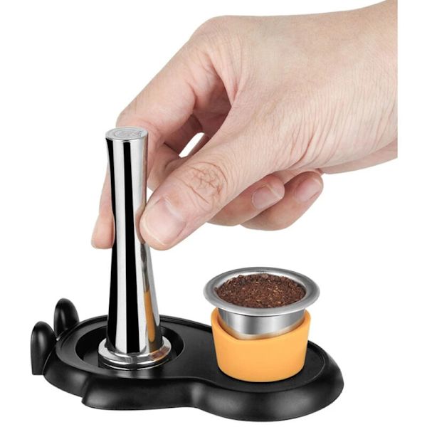 Rostfritt stål kaffekapsel hammarbas set påfyllningsbar kaffeplatta kaffemaskin tillbehör för Nespresso