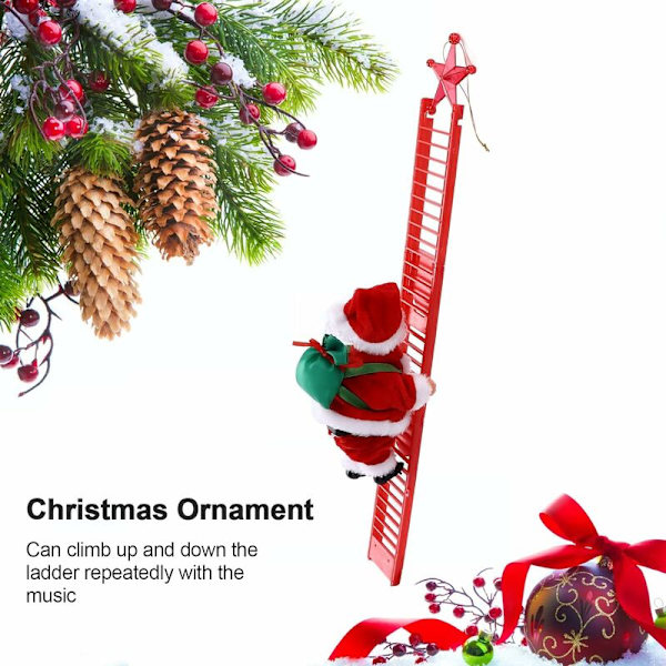 Julenissen Elektrisk Stige, Juleribbe Klatrestige Dekorasjon Elektrisk Juletre Henger Høytids Ornament for Stue