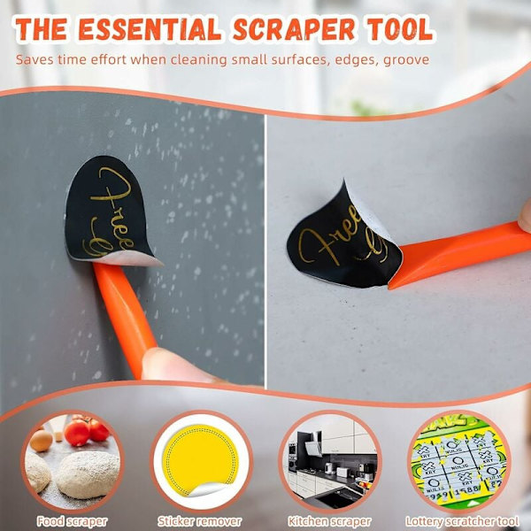 18 st anti-scratch plastskrapa verktyg kolfiber plastskrapa multifunktionell skrapa penformad skrapa rengöringsskrapa verktyg (orange)