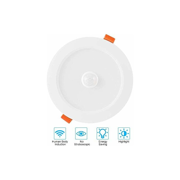 LED Nedfelt Spotlys 12W Varmt Hvit 3000K Bevegelsessensor LED Slank Nedlys Diameter 105mm