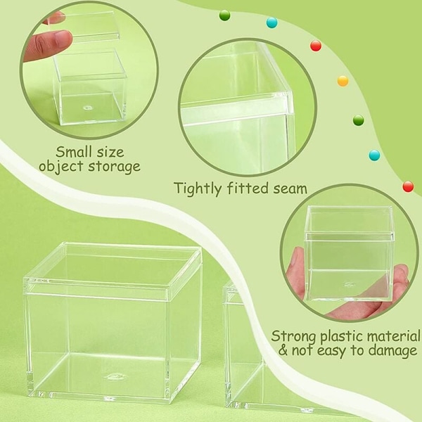 8 st transparenta akryl plast fyrkantiga lådor minilagringslåda med lock minikvadratisk behållare 120 ml