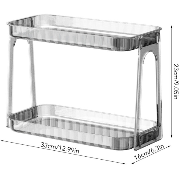 Kosmetisk oppbevaringshylle dobbelt lag transparent avtakbar moderne sminkebord skrivebordsarrangør transparent farge