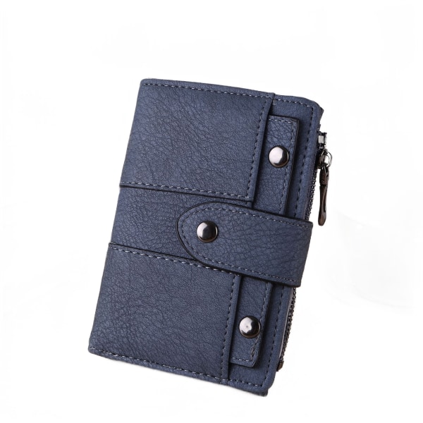Kort plånbok med dubb i julklapp, tight säkerhetsplånbok för damer (blå)