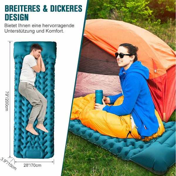 Ultralett Selv-Oppblåsbart Soveunderlag for Camping - Stor Tykk Oppblåsbar Madrass Selv-Oppblåsbar Tykk Luftmadrass Soveunderlag med Foldbar