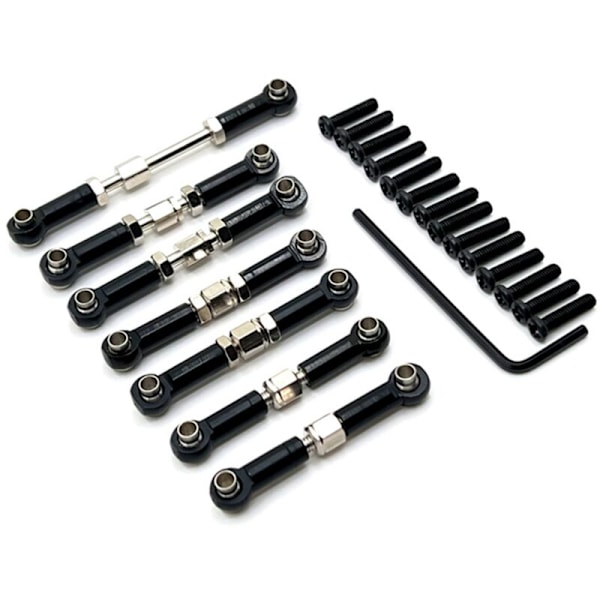 Metall bakre styrestang kobling servo styrestang sett for 104072 1/10 RC bil oppgraderinger deler tilbehør, svart