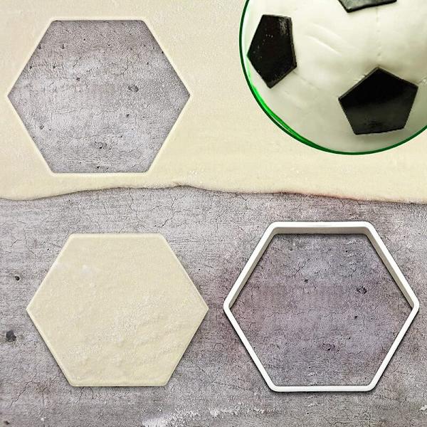 Fodboldmønster Cutter Fodbold Kage Fondant Hexagon Cutter til Køkken DIY Kage Dekoration Værktøjer