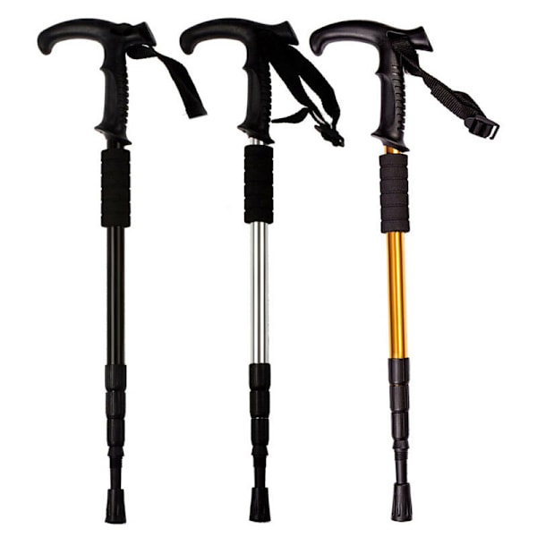 Trekking Pole Vandrestave Gåstave Trekkingstave Multi-Funktion Foldbar Skovl, Skistav Aluminiumlegering Udendørs Vandring Camping Tilbehør(Guld