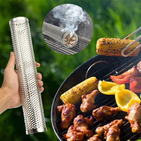 Pyöreä Grillauskuuma Kylmä Grillaus Savun Generaattori Ruostumaton Teräs Puupelletti Savustaja Ulkokäyttöön Keittiötarvikkeet - Pyöreä Osa