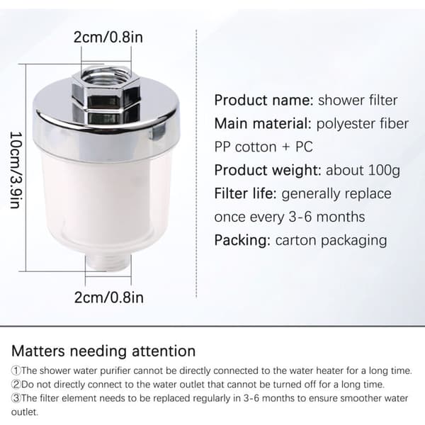 Universal dusjfilter, pp bomullsfilterelement