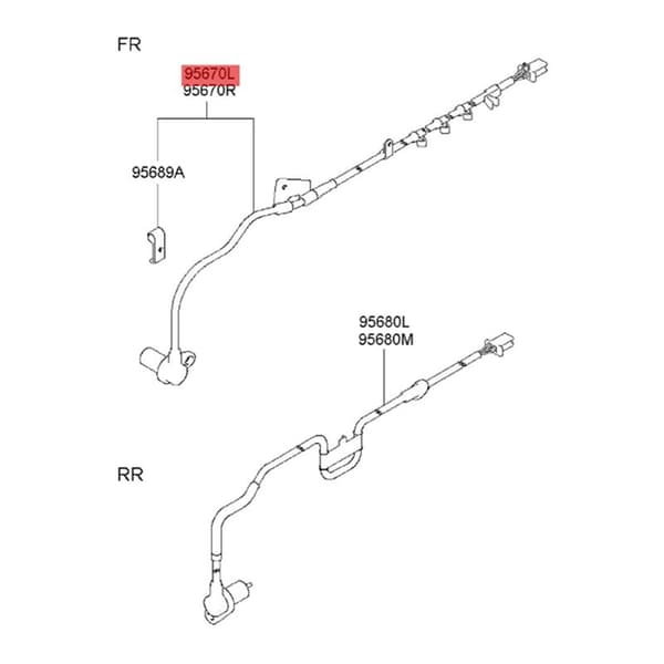 95670-08300 Vänster ABS-sensor för 2007-2016 Autodel Hjulhastighetssensor 9567008300
