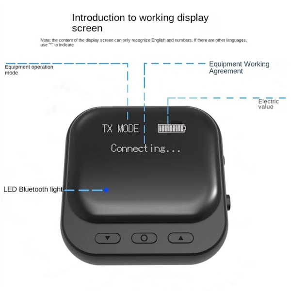 Bluetooth 5.2 -näytön Bluetooth-vastaanotin 2-in-1 Bluetooth-lähetin-vastaanotin Kannettava 3,5 mm:n auton Bluetooth-vastaanotin