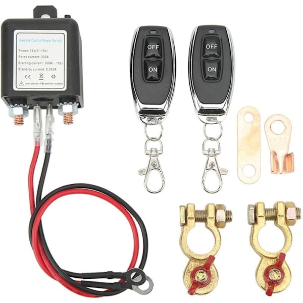 Fjernbatteri-frakoblingsbryter, DC 12V bilstrømbryter, tyverisikring, hovedstrømbryter med fjernstyrt kobberterminal for bil (12V20