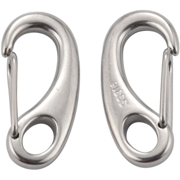 2Pcs Series Boat Marine Stainless Steel Egg Shape Spring Snap Hook Clips Quick Carabiner Buckle Outdoor