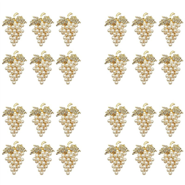 Drue Sett med 24 Serviettringer, med Legering Serviettring Imitasjon Diamant Glitter og Perle Inlagt