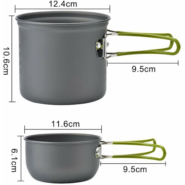Camping kokekarsett, Mini Camping kokekarsett med Camping komfyr, 1-4 Person Bærbar Matlaging Komfyr for Utendørs Fotturer/Fiske/Overlevelse/Pi