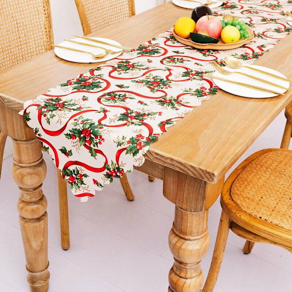 Julbord - Maskintvättbart, tryckt köksbord för middagar och helgdagar, C