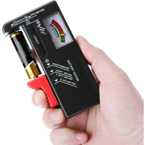 Universal batteritester, digital batteritester, til AA AAA C D 9V nøglebatterier 1,5V batterispændingskontrol