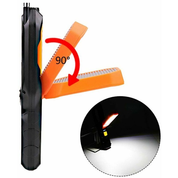 Rakennustyömaan käsilamppu LED-työvalo USB-ladattava taskulamppu, kannettava työpajan lamppu Kiertävä COB-tarkastuslamppu Magneettinen taskulamppu suurennoksella