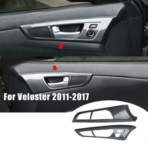 2 stk. for 2011-2017 Karbonfiber Interiør Inner Dørhåndtak Deksel Trim Panel Strip Dekorasjon