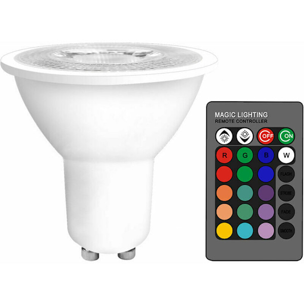 Färgad LED-lampa 5W motsvarande 50W 500lm varmvit 2700K fjärrkontroll dimbar ljus