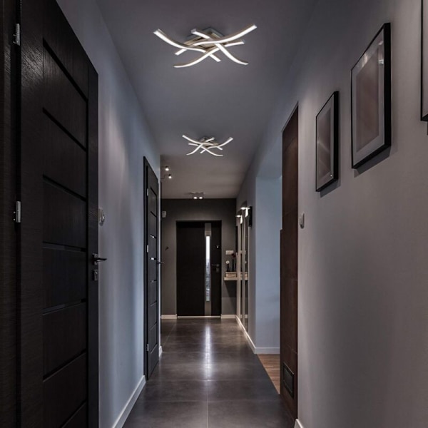 Moderne LED-taklampe i bølgeform, integrerte 24W LED-moduler, 2000Lm, nøytral hvit lys 4000K, aluminium finish