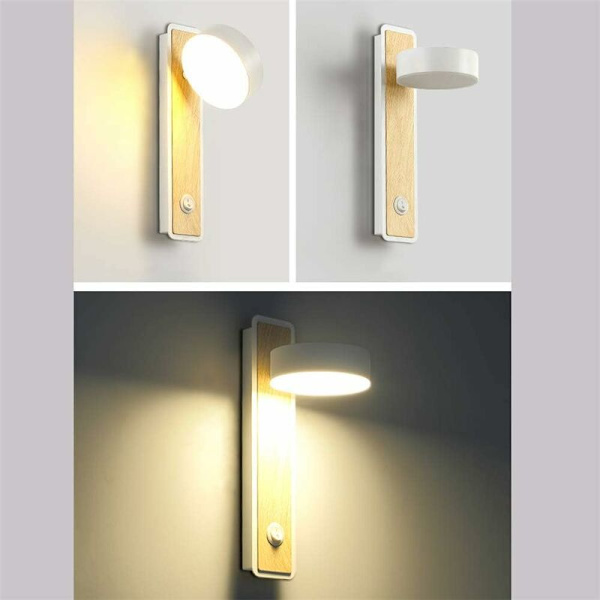 LED Vägglampa Modern Inomhus Vägglampa Med Tryckknappsbrytare Massivt Trä Vägglampa Rotationsbar 350&Deg Lämplig Vinkel För Hall Trappor HIA