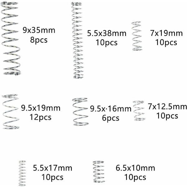 DENUOTOP 200 stk. Kompresjonsfjærer Utvidelsesfjærer 20 Størrelser Utvidelsesfjærutvalg Galvaniserte Stålfjærer med Oppbevaringsboks - DENUOTOP