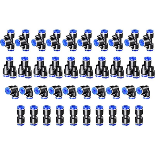 40PCS Pneumatisk Koppling Pneumatisk Koppling 4mm Komprimerad Luft Snabbkopplingar 4 Former för Tätning Komprimerad Luft Rörmontering-Typ-Y/T/Rak/Vinkel