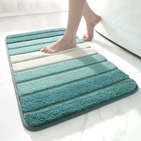 Non-Slip Bath Mat, Extra Soft Bathroom Rug, Machine Washable, Water Absorbent, 50 x 80 cm, Green