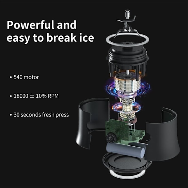 Bärbar mixer 600ML Elektrisk juicepress Fruktmixer 4000MAh USB Laddningsbar Smoothie Miniblender Personlig Juicepress, Lila