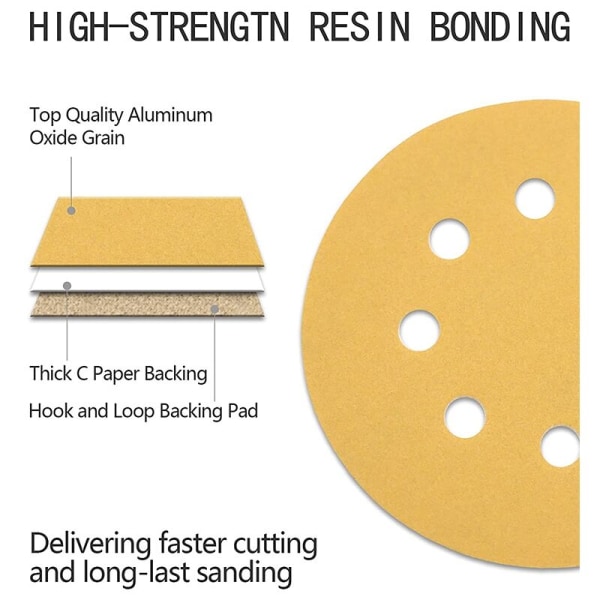 100 kappaletta hiomalevyä, 5 tuuman 320 karkeutta hiomalevy, 8 reikää pölytön hiomapaperi satunnaiselle radan hiomakoneelle