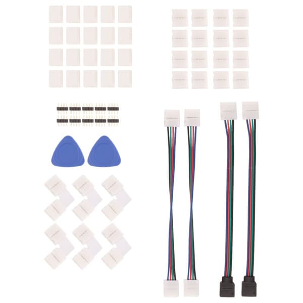 LED-strimmelforbindelse 4-benet 10 mm loddefri RGB-lysbåndsforbindelse til 5050 SMD - Gapless-forbindelser, L-formede forbindelser