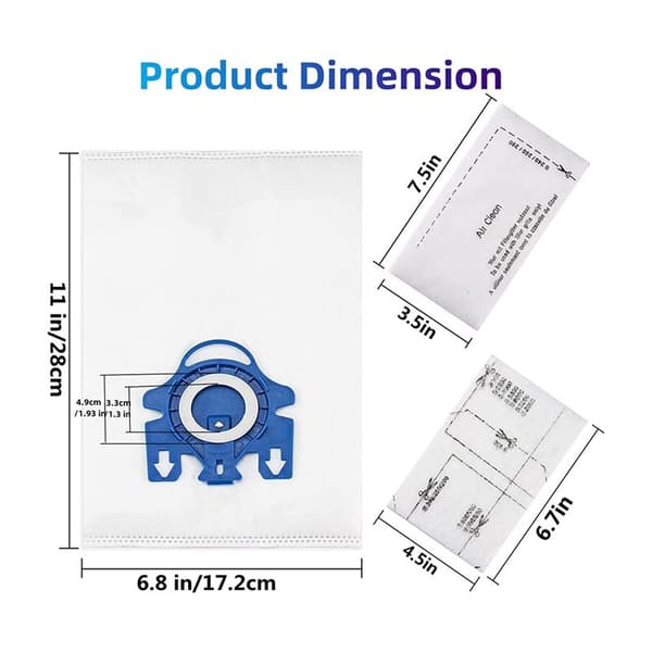 8-pack 3D Dammsugarpåsar för GN-serien S2000 S5000 S8000, C2 C3