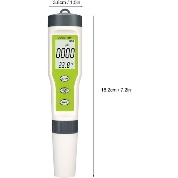 Portabel 3-i-1 Digital PH EC Temperaturmätare Vattenkvalitetstestare Renhetstestpenna