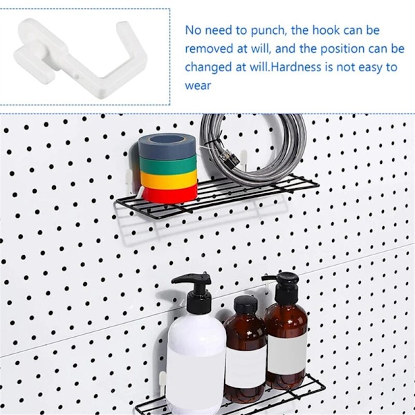 24 stk. J-formede Pegboard-kroge Værktøjsorganisator Tilbehør, Hvid